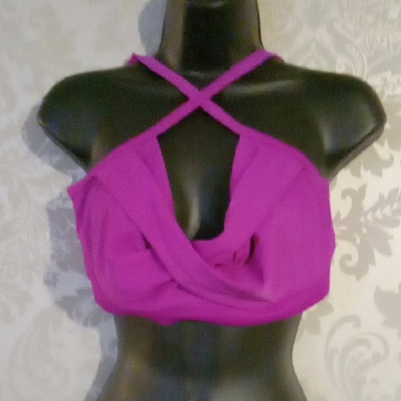Athleta Pink Sleeveless Cut Out Crop Swim One Piece - Picture 2 of 4